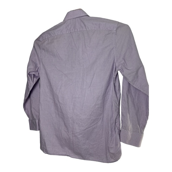 Hickey Freeman New York Mens Large Long Sleeve Purple Small Check‎ 16" Neck - Picture 3 of 5